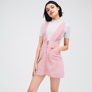 pink corduroy overall dress